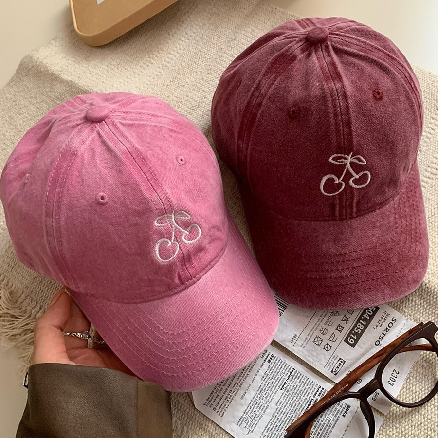 Cherry Embroidered Women Baseball Cap