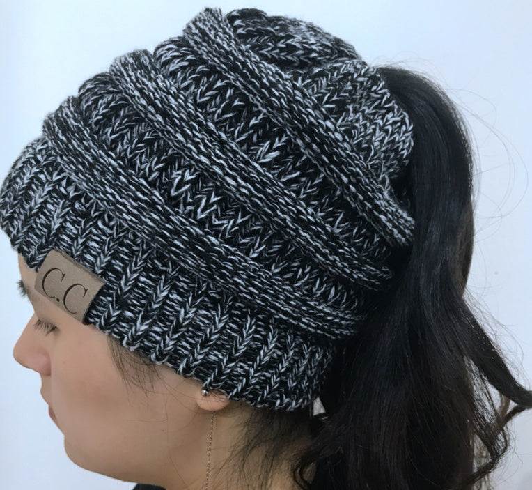 Soft High Bun Ponytail Beanie Hat