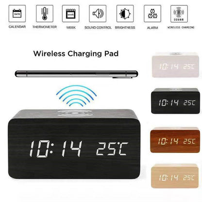 Wireless Charging Dock with Digital Alarm Clock