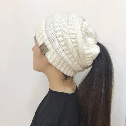 Soft High Bun Ponytail Beanie Hat