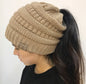 Soft High Bun Ponytail Beanie Hat