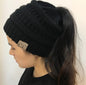 Soft High Bun Ponytail Beanie Hat