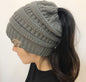 Soft High Bun Ponytail Beanie Hat