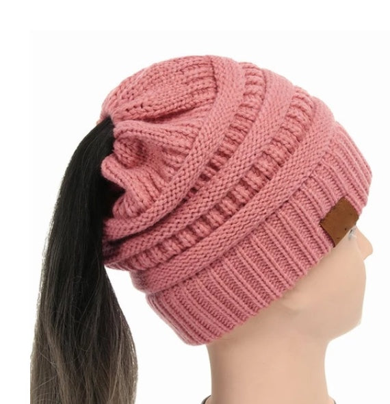 Soft High Bun Ponytail Beanie Hat