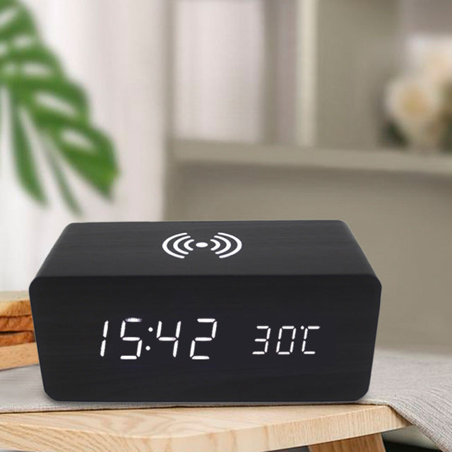 Wireless Charging Dock with Digital Alarm Clock