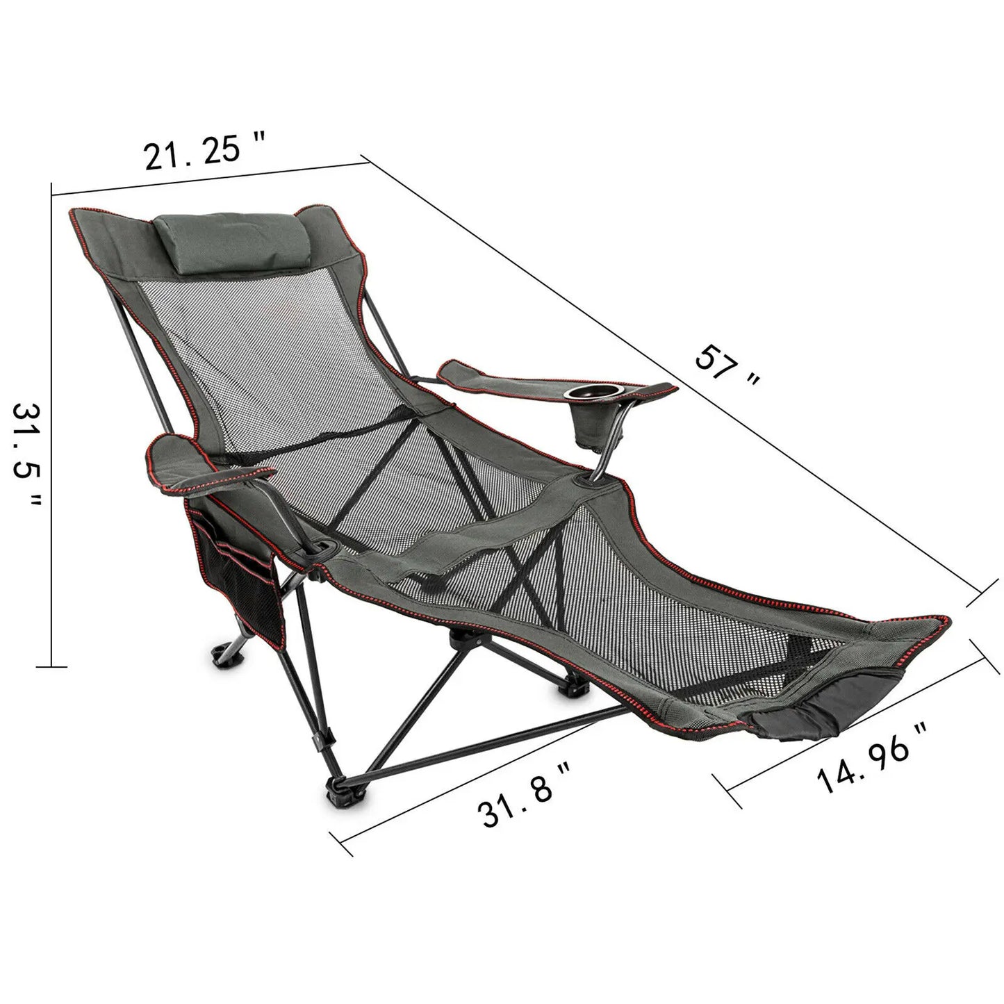 Outdoor Folding Camp Chair Backrest With Footrest