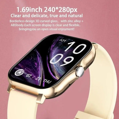 For Android OS IOS Phone Color Screen Full Touch Custom Dial SmartWatch Women