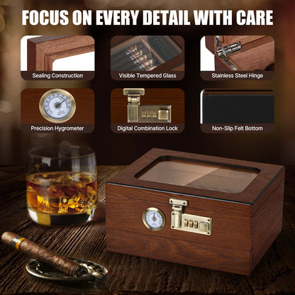 Cigar Humidor Cedar Wood with Front Hygrometer